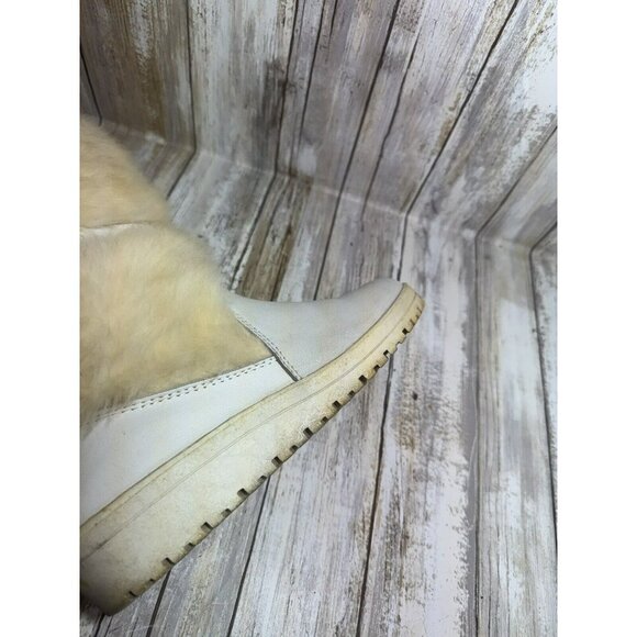 Vintage Pfister White Off Faux Fur Knee Boots size 6.5 - Picture 14 of 16